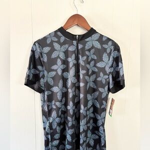 Ben hogan printed floral sun polo navy 1/4 zip collarless size L new